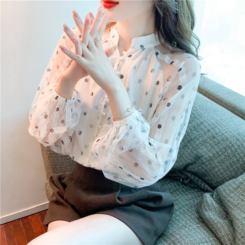 2022春季新款方领蝴蝶结蕾丝衫甜美小衫气质长袖超仙衬衫上衣,女装蕾丝衫/雪纺衫,美吧服饰