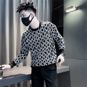 爱心提花圆领卫衣男社会小伙店主风301C-WY69-P58控88