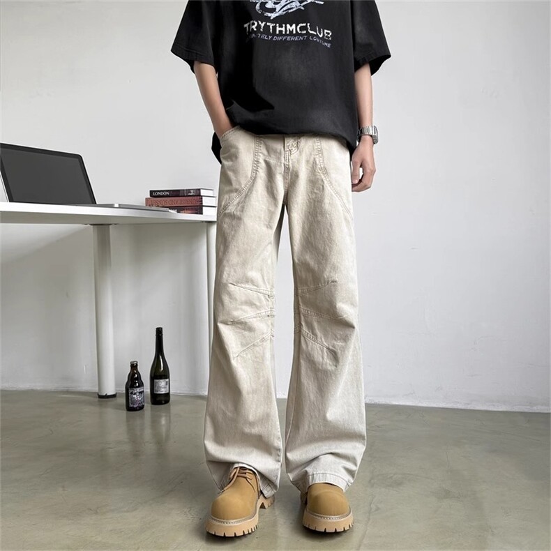美式工装休闲裤男女男生高级感vibe风cleanfit微喇裤子LA1122-P53,男装工装外套,星座1008