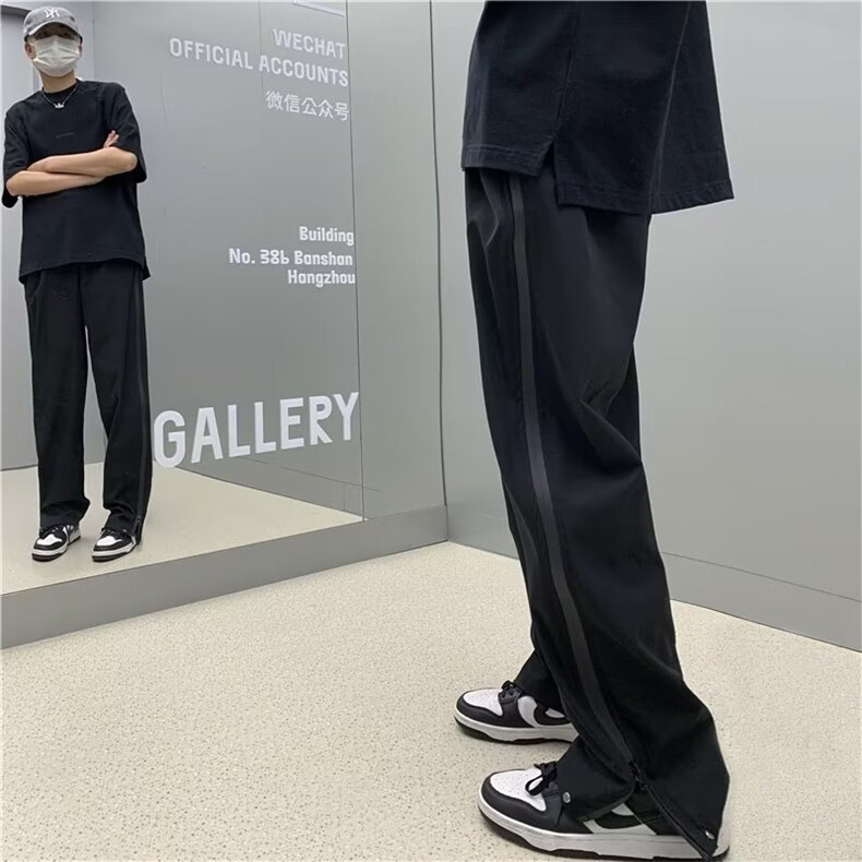 时尚青春流行简约长裤拉链装饰休闲裤9分裤直筒纯色男宽松~K190,男装休闲裤,星座601-2