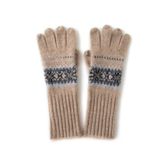 2025年新款百搭男女通用提花撞色分指手套，手套，轩妮羊绒