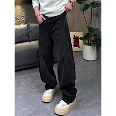 1506-1/KFT12631/P51直筒裤拼接男韩版直筒牛仔裤直筒宽松黑色，男装牛仔裤，星座1506-1