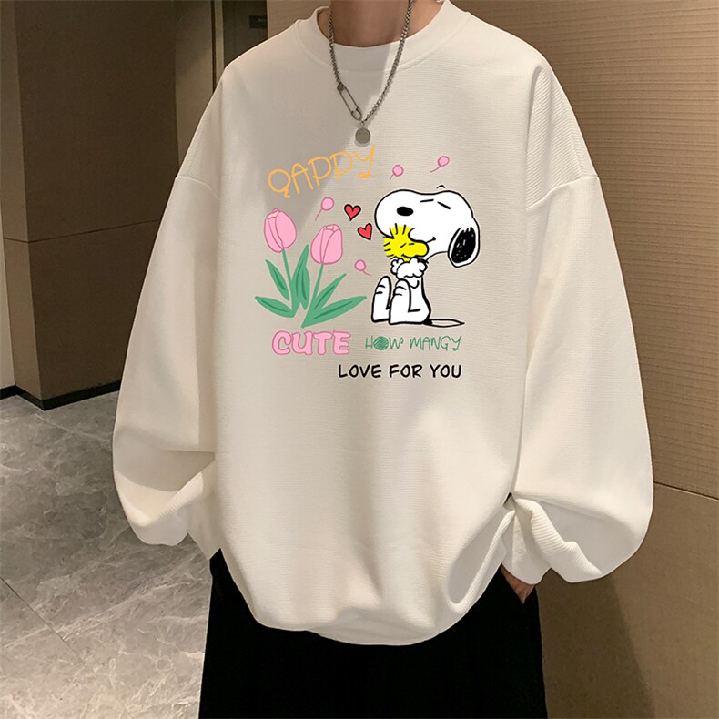 华夫格卫衣圆领卫衣男大码长袖t恤男外套 HW76324-P30加绒款-P40图片