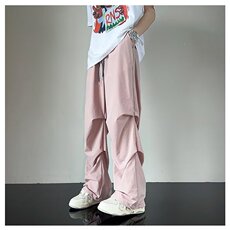 高街抽绳束脚裤休闲裤男宽松设计粉色裤子降落伞AK411-P38，男装休闲裤，星座1001-1