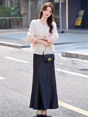 主推现货重工艺新款新中式春夏提花刺绣设计感时尚气质减龄两件套，女装套装/套裙，韩美纤衣