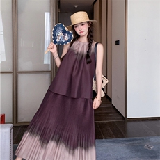 夏日五一出片绝美女2025新款复古无袖高级感背心半身裙，女装半身裙，2D080