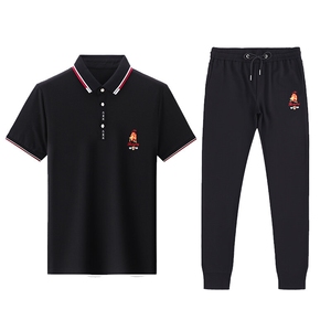 HP506夏季新款男士休闲套装刺绣男装百搭二件套图片