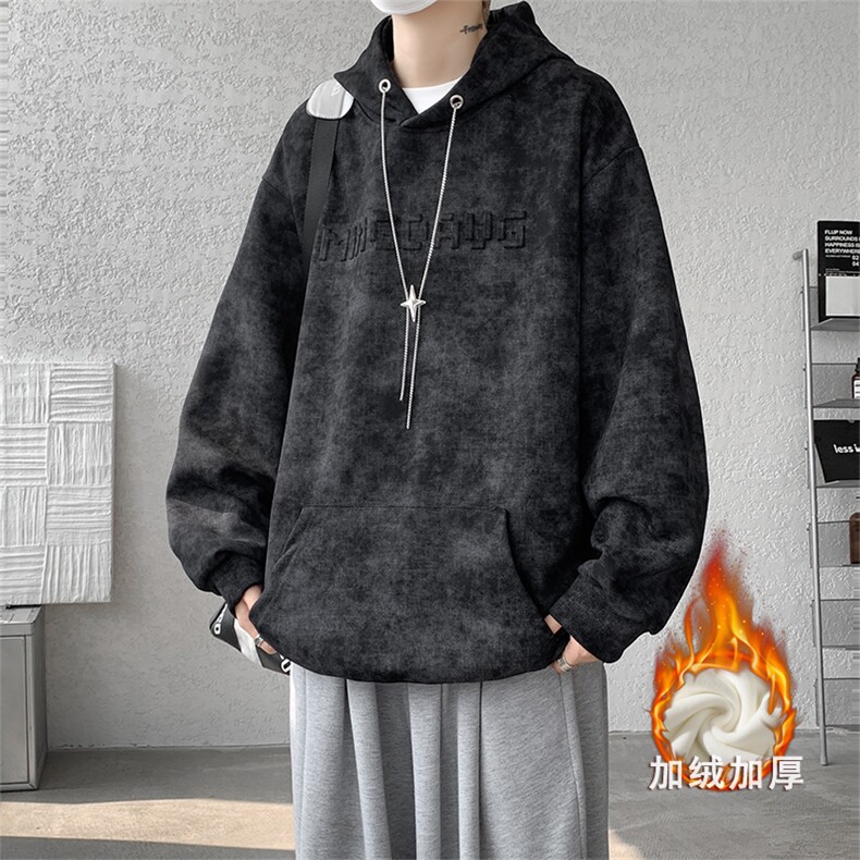 现货10088-特批50加绒特批60重工连帽扎染长袖男卫衣【带项链】,男装卫衣,电商A059