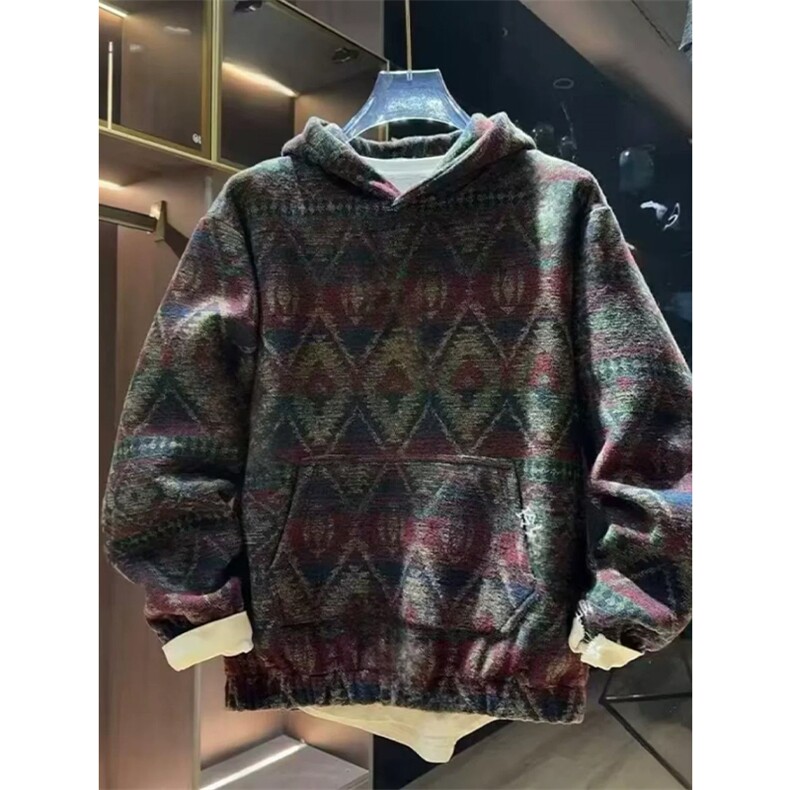 (网图慎用）特批P60无差价25秋季提花连帽大口袋宽松卫衣男W5409,男装卫衣,电商A001