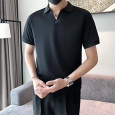 潮牌POLO衫男短袖夏季半截袖上衣痞帅高级感冰丝V领T恤PL011-P39，男装T恤，星座1008