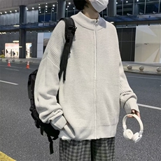 日系慵懒风立领拉链开衫毛衣外套男春秋针织衫毛线衣夹克MY94P45，男装针织衫/毛衣，星座410-2