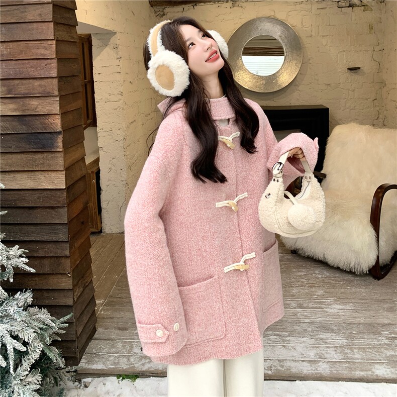 双面羊绒【现货】70毛粉色双面呢231-0211-P275-控385，女装双面呢大衣，琦鑫阁（原依鑫阁）