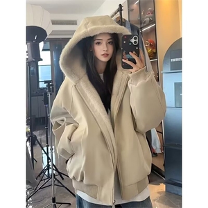 学院风懒人卫衣女开衫中长款宽松百搭显瘦潮流外套女春秋MY124