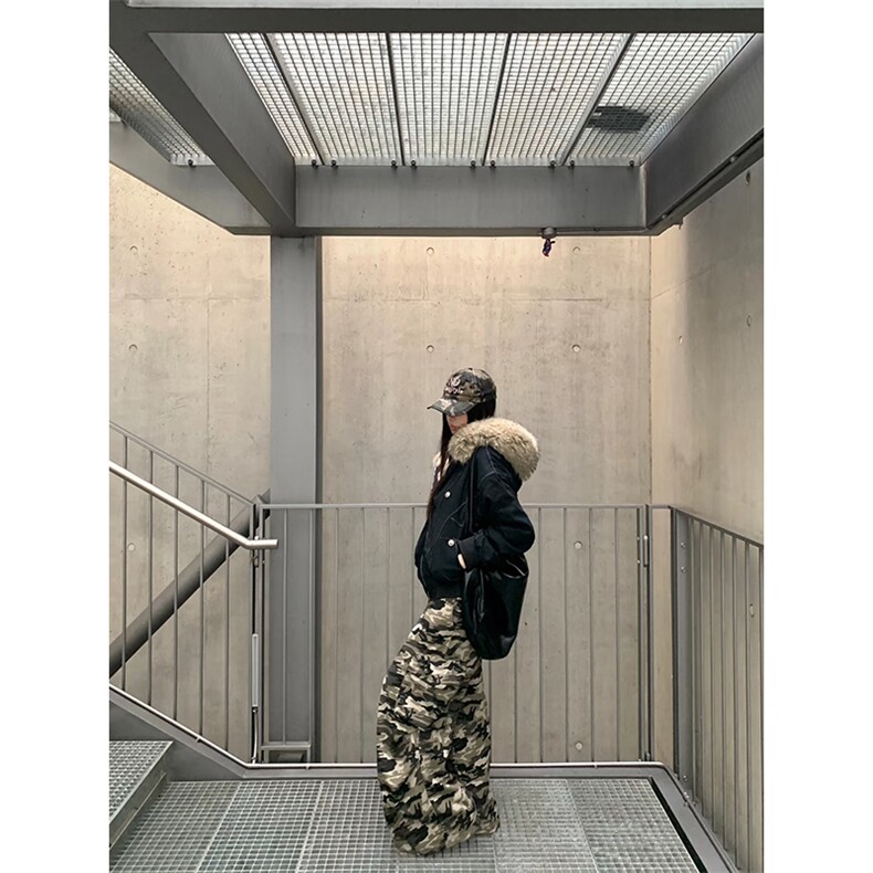现货重磅boxy短款棉衣座山雕大毛毛领男女棉服水洗工装厚外套,男装棉衣,电商A486-1