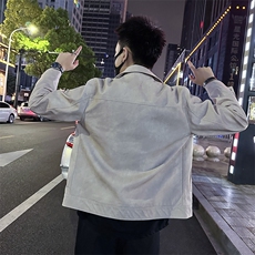 春秋季新款翻领纯色夹克皮衣外套P805-P128，男装夹克，电商A368