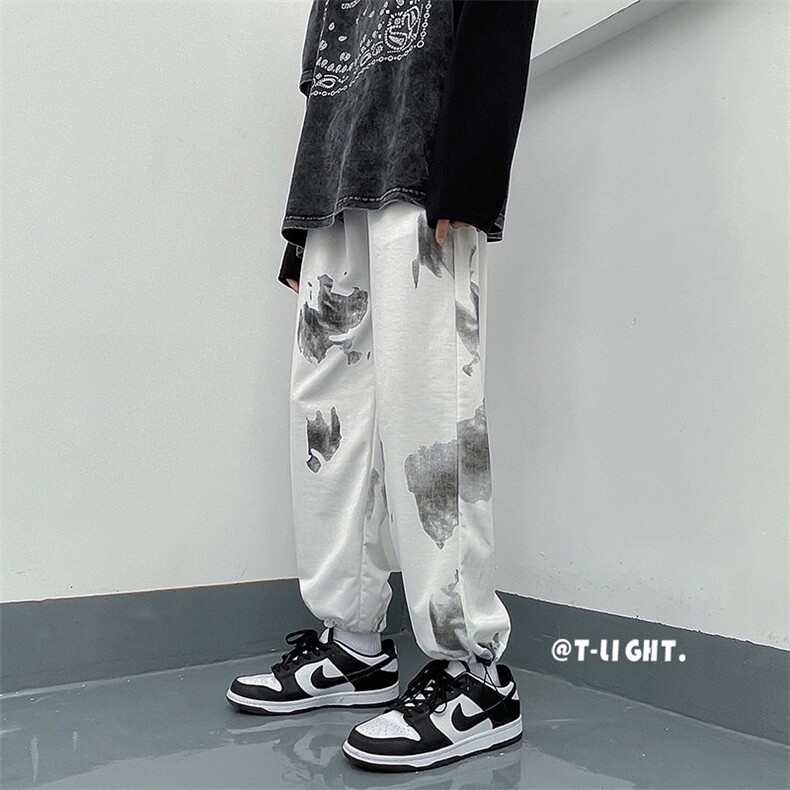 扎染休闲裤子男韩版潮流ins宽松直筒阔腿裤束脚拖地裤K042-P28,男装休闲裤,星座1008