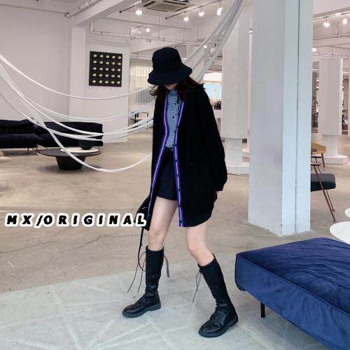 【现货】2021-春彩色条纹门襟卫衣开衫，女装卫衣/绒衫，墨写