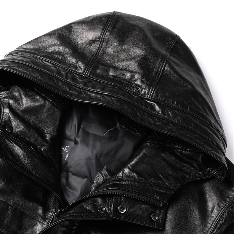 秋冬新款男士真皮羽绒服中长款山羊皮风衣外套连帽一衣两穿P1000,男装风衣,电商B360A（原721A）
