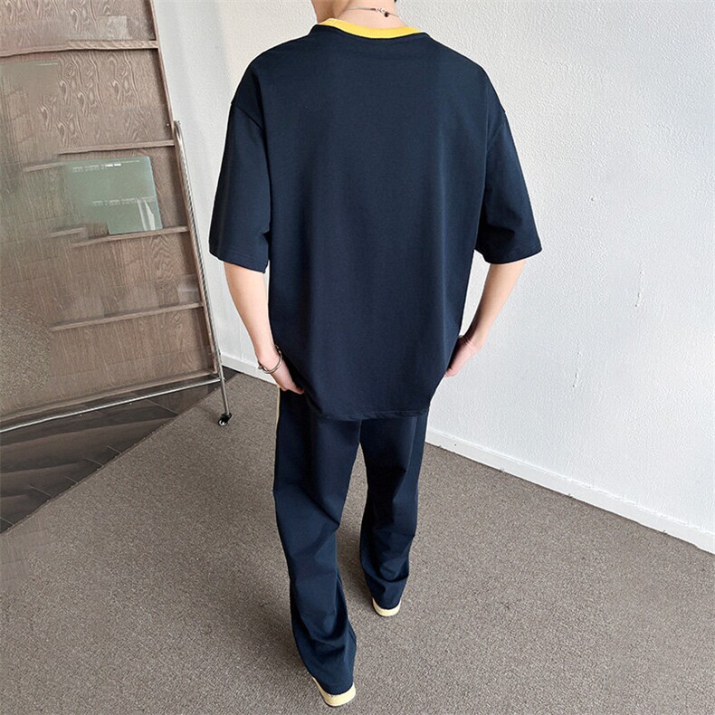 短袖t恤男士夏季ins潮牌帅气百搭运动套装休闲搭配一套上衣服,男装休闲套装,星座1206（原A206）