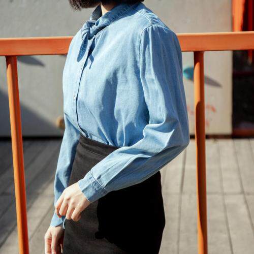 打结牛仔衬衫，超美，超百搭，女装衬衫，轩之秀