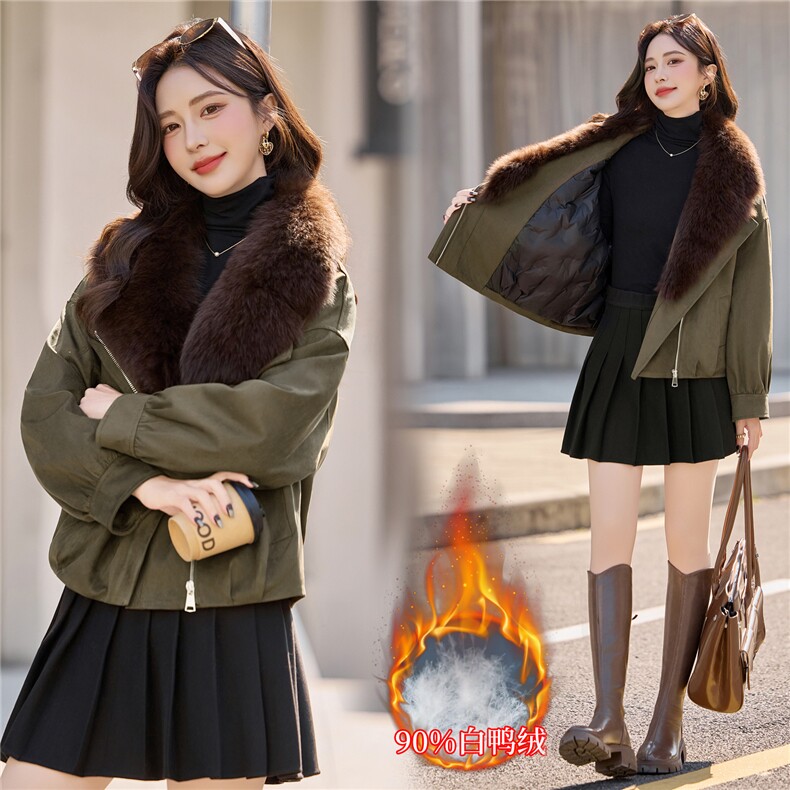 【bao款大货已出】2025冬装新款休闲韩版大狐狸毛羽绒服90绒图片