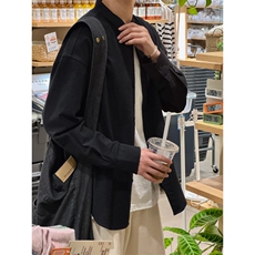 长袖立领仿麻休闲衬衫1302-GC67-P40控68成分100棉，男装衬衫，星座1302