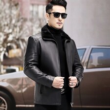 WL1915冬季新款羽绒服男水貂领翻领夹克绵羊皮外套P930，男装皮衣，电商B360
