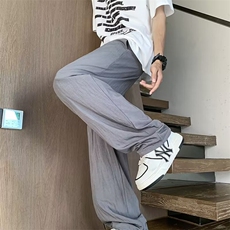 夏季薄款褶皱速干冰丝裤男士裤子潮流美式休闲直筒裤百搭宽松长裤，男装休闲裤，星座410-6（原星座1304-1）