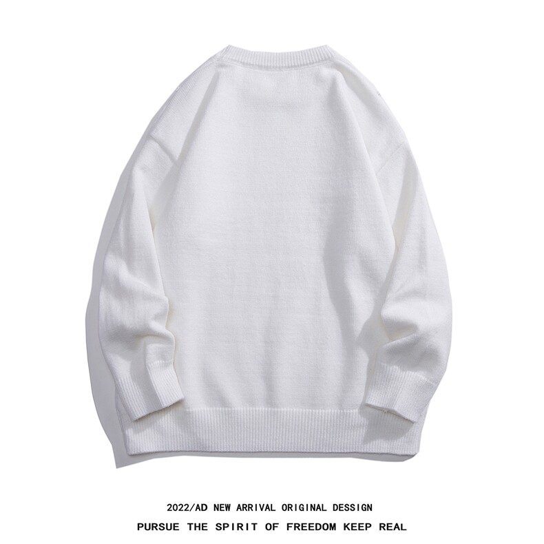 白底22秋冬新款时尚潮流设计感印花保暖圆领套头毛衣M1034P50控68,男装针织衫/毛衣,电商A247-1