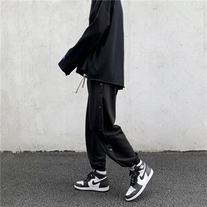 明排扣裤子男宽松运动裤韩版卫裤男潮流百搭束脚休闲裤LK6136-p35，男装休闲裤，星座1008-2