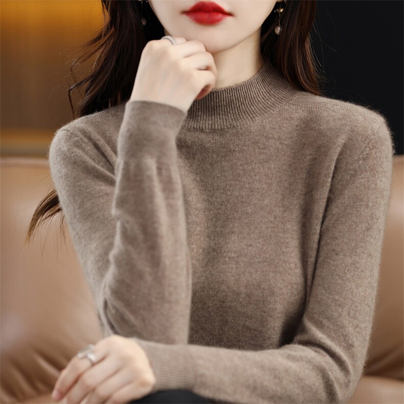 秋冬新款纯色针织半高领套头上衣时尚百搭,女装羊毛衫,佳绒高端店