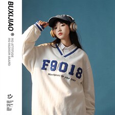 胖子日系V领卫衣大码慵懒风F9018上衣WY126P75限98，男装卫衣，电商A089-1