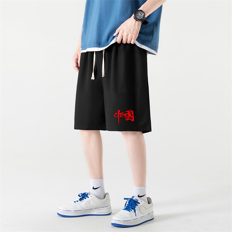 HD74276-P22华夫格短裤男大码宽松五分裤男直筒中裤,男装休闲裤,电商A040