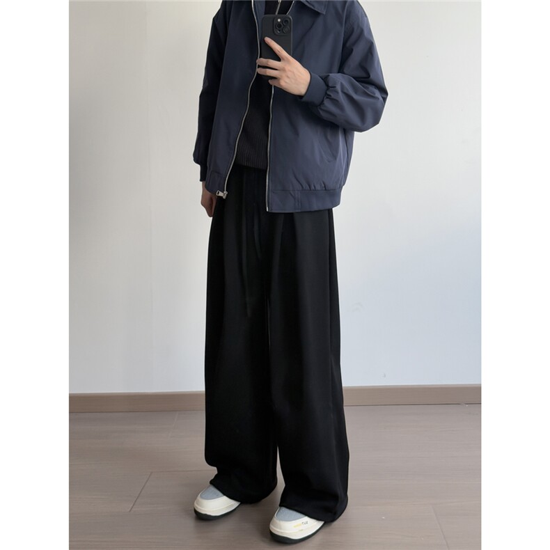 版A429-YK324-特批40秋冬含棉重磅老钱风山本卫裤压褶休闲裤,男装休闲裤,电商A429