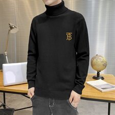 秋冬可翻高领毛衣男B纯色长袖男刺绣毛衫打底针织衫蓝M252P33，男装针织衫/毛衣，星座1207