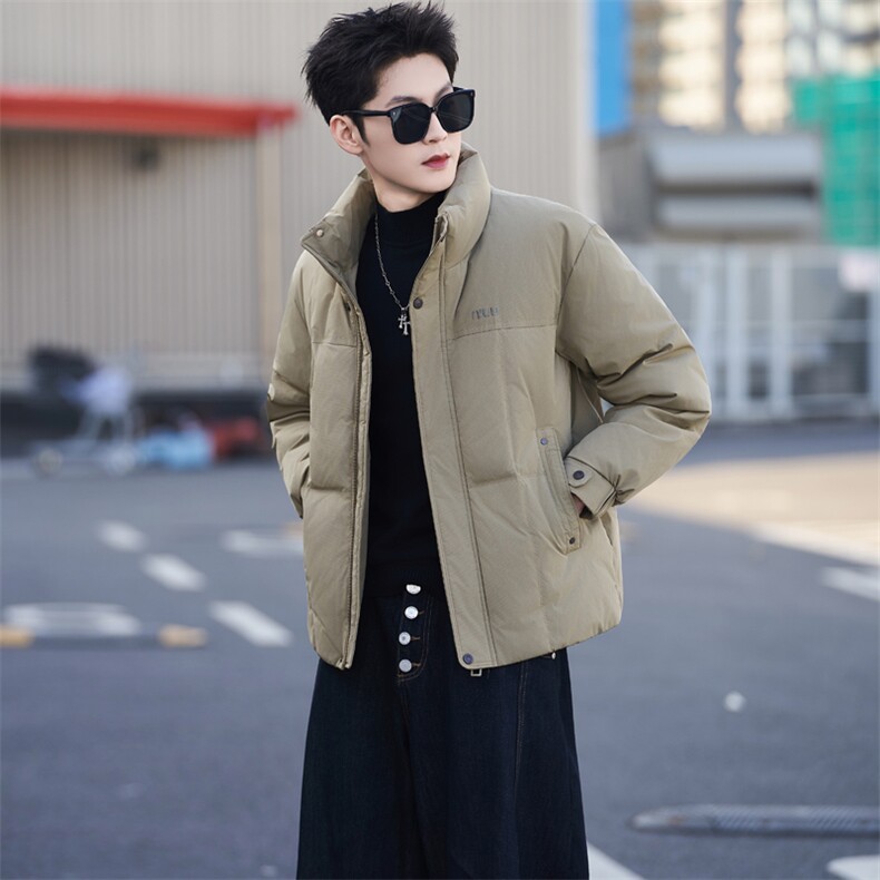 37868-M-3XL-P205标50绒社会小伙纯色百搭休闲立领鸭绒羽绒服男图片
