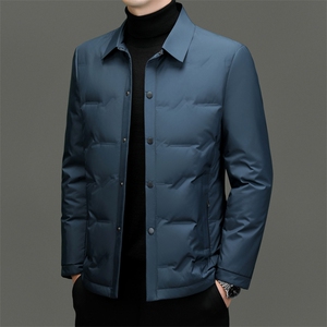 男装羽绒服YR98050跑量继续2024现货90白鹅绒衬衣领款充绒84g图片