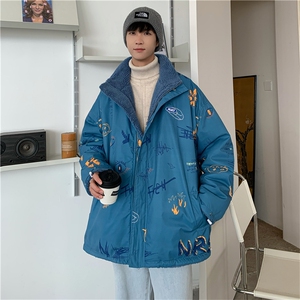 两面穿24重磅美式印花港风潮牌潮流加厚棉衣A170-M801-TP38图片