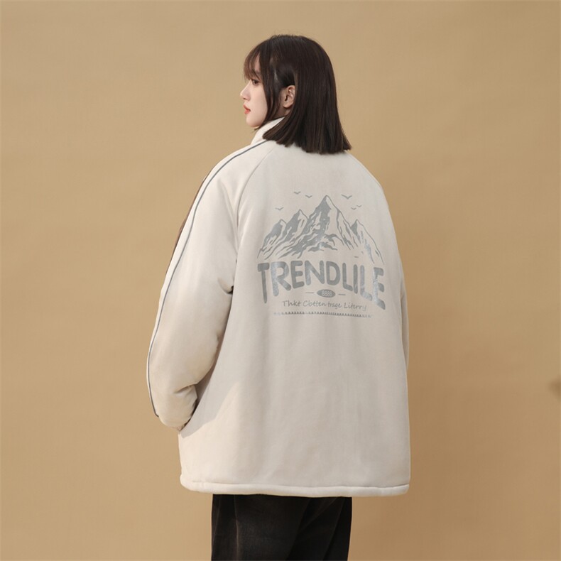 加绒加厚棉衣男女棉服雪山印花面包服立领棉袄中性外套1619H-P90,男装棉衣,星座207