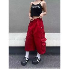 美式小众辣妹工装短裤女夏季宽松ins潮流直筒休闲显瘦阔腿七分裤，男装牛仔裤，星座506A