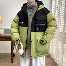 冬上新加棉加厚拼色棉服港风连帽棉衣外套男女8323-P125控价168，男装棉衣，电商A441-1