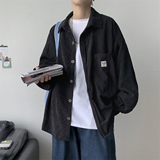 秋装灯芯绒外套长袖衬衫宽松衬衣情侣男女学生中性潮H202/P45，男装衬衫，钱塘713