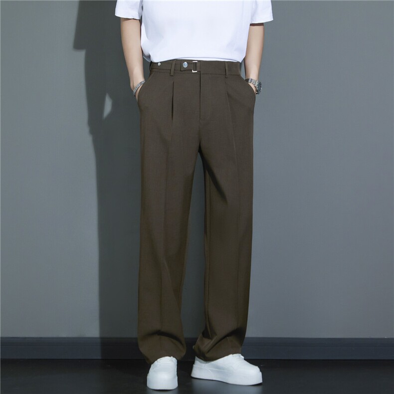 黑色西装长裤男潮直筒宽松垂感vibe拖地裤美式高街cleanfit长裤男，男装西服套装，星座410-7