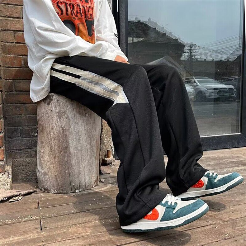 休闲裤抽绳篮球直筒宽松男潮牌垂感裤子秋季百搭重磅阔腿长裤,男装休闲裤,星座506