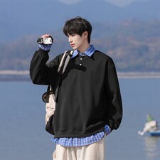 可二开衬衫领卫衣大码M-5XL表面棉底部聚酯纤维78010P58，男装衬衫，星座227-7