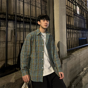 有货（自家图）美式休闲潮牌格子衬衫男慵懒风外套-CS003批45控58图片