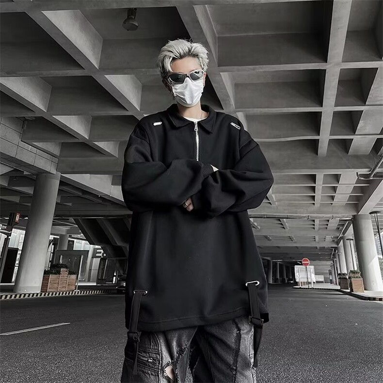 【有货】DA50-P40青少年POLO领文艺潮春秋半拉链翻领POLO衫长袖男,男装卫衣,星座603-2