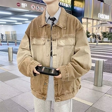 美式复古男女牛仔外套春秋季新款潮牌渐变宽松工装夹克JK01170-65，男装夹克，星座308B-1