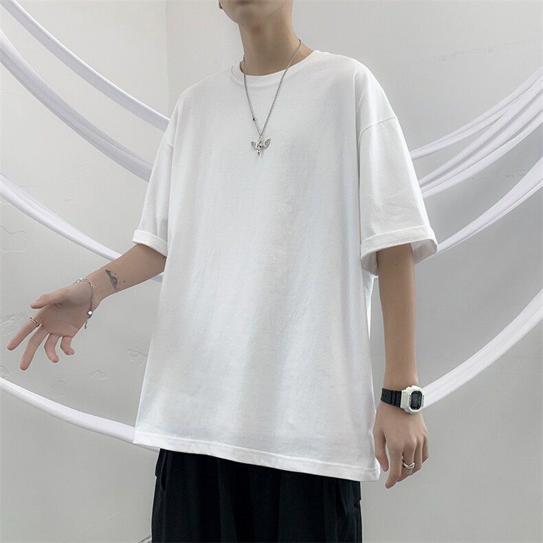 抖音供货200克现货纯色宽松版短袖T恤B343/T666/P10元,男装T恤,星座1905A（原电商B343）