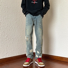 小众设计裤子ins破洞泼漆高街潮牛仔裤直筒长裤NK582，男装牛仔裤，星座1116A-1（原606A）
